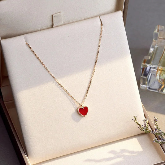 New Heart Pendants Necklaces for Women Black Red Love Drop Necklaces Gold Color Chain Necklaces Party Gifts