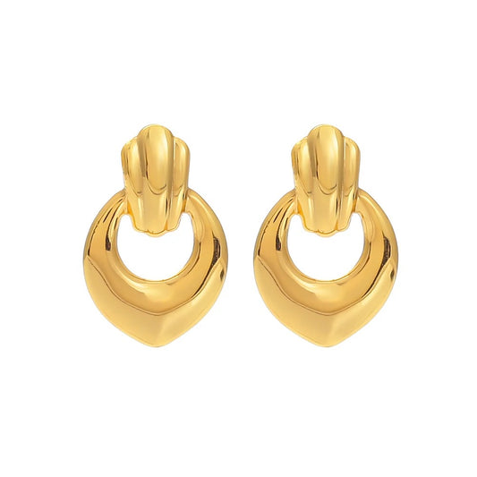 New Stud Earrings For Women 2025 Niche Design Elegant Vintage Earrings Stainless Steel Gold Color Piercing Decoration Jewelry