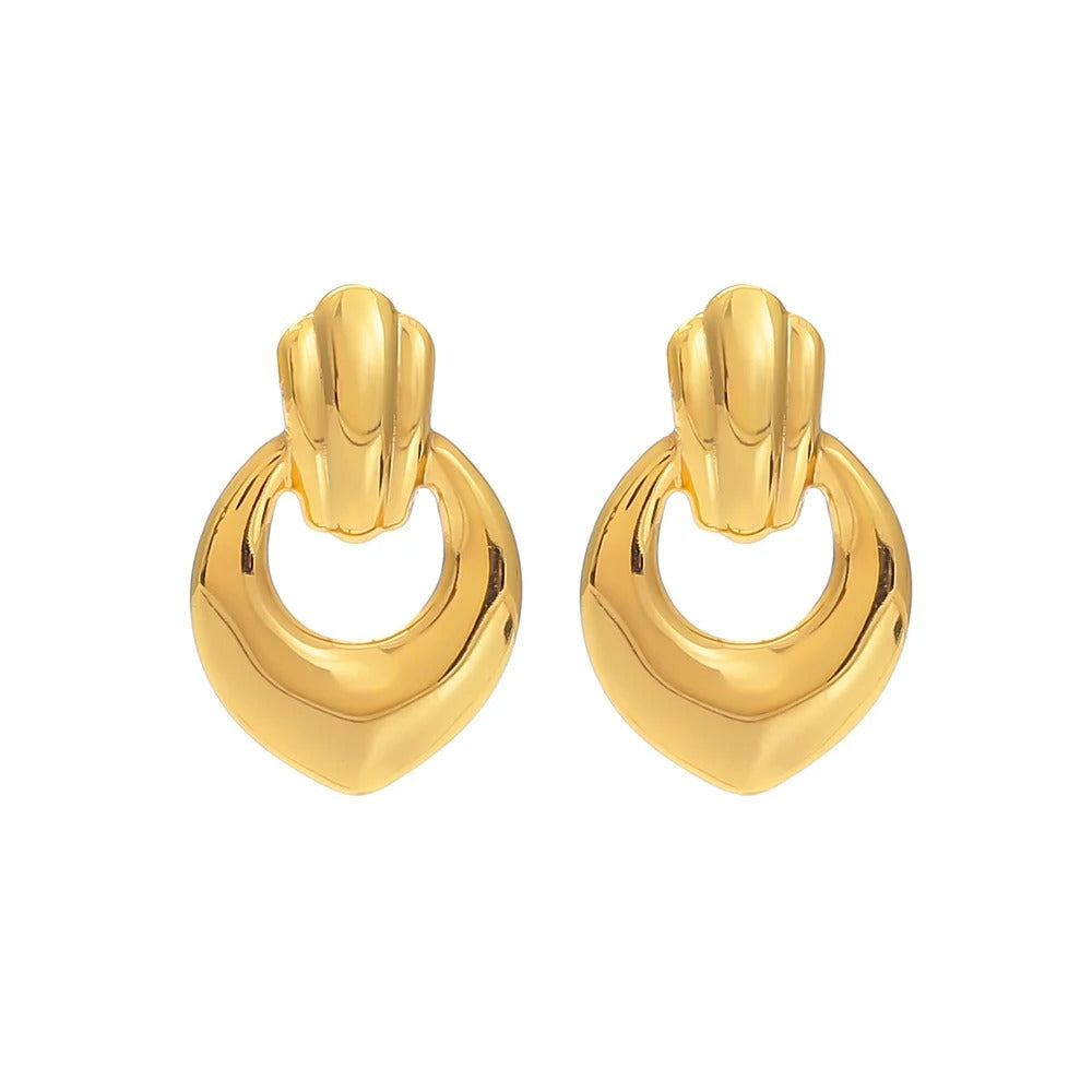 New Stud Earrings For Women 2025 Niche Design Elegant Vintage Earrings Stainless Steel Gold Color Piercing Decoration Jewelry
