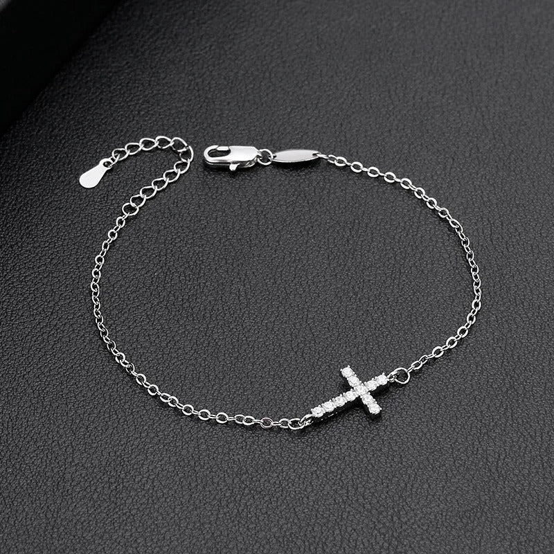 925 Sterling Silver Cross Bracelet Charming Women Jewelry Gift