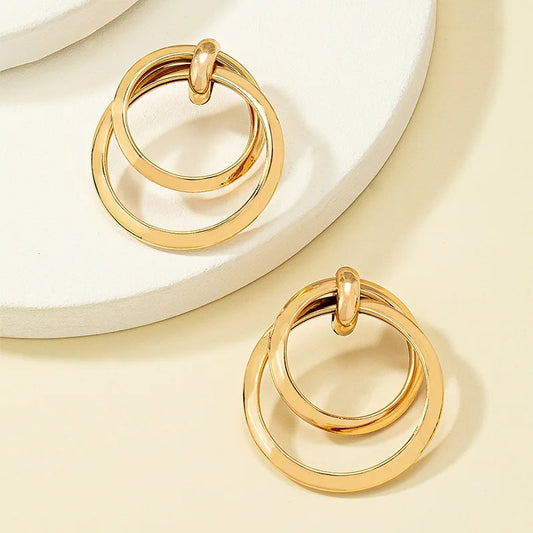 1 Pair Exaggerated Big Smooth Circle Hoop Stud Earrings for Women Girls Simple Round Loop Ear Wedding Piercing Jewelry Cool Gift
