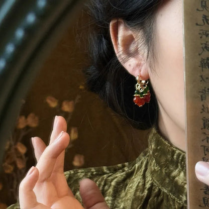 Vintage Green Red Bead Tassel Dangle Earrings For Women Creative New Statement Ethnic New Jewelry Wholesale