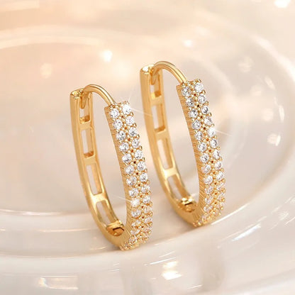 925 Sterling Silver CZ Hoop Earrings Women Luxury Wedding Jewelry