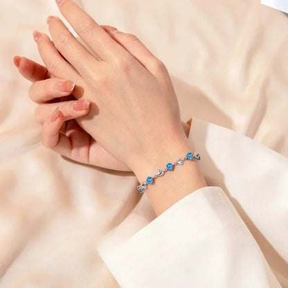 Heart Shaped Necklace Bracelet Set for Women Vintage Korean Crystal Bracelets High Quality Set Party Jewelry