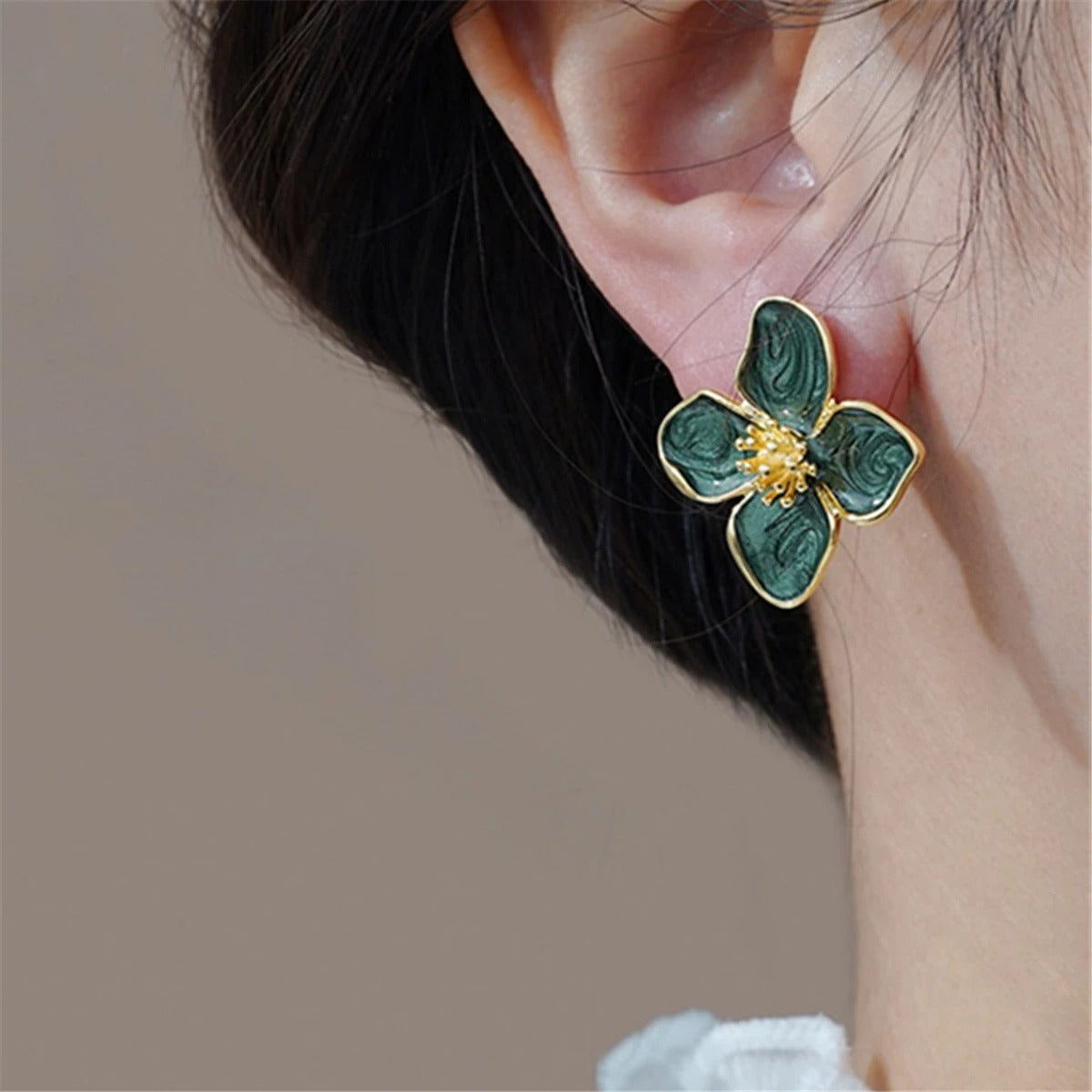 Glaze Flower Stud Earrings for Women Girl Vintage 2025 Fashion Korean Wedding Romantic Jewelry Gifts