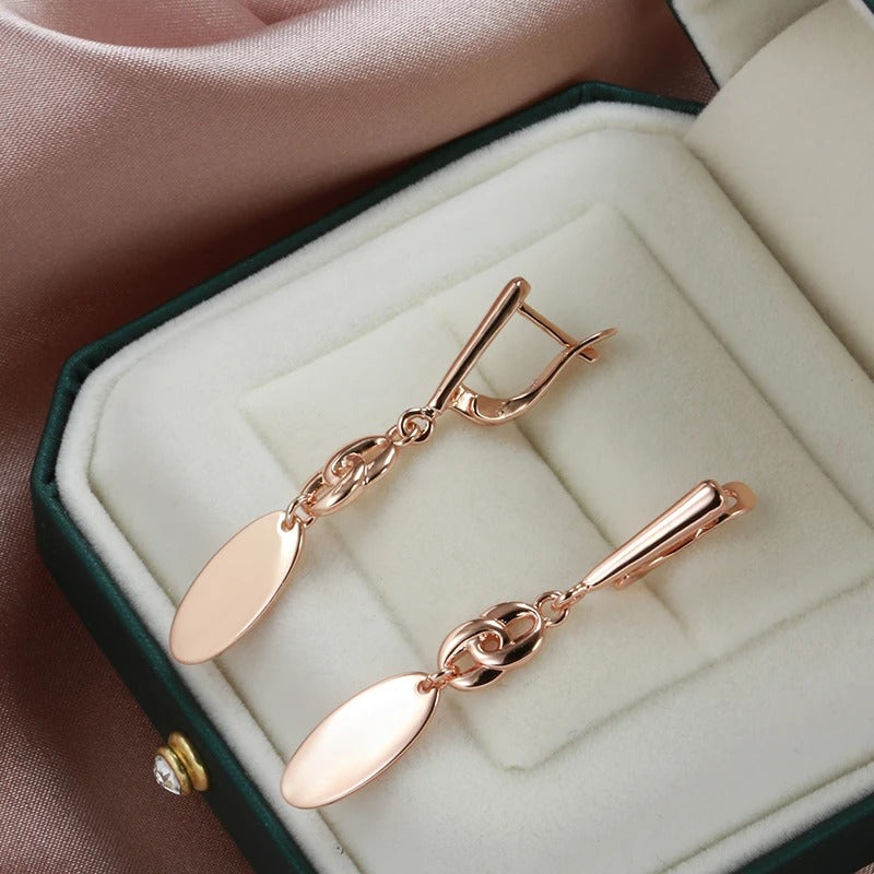 Glossy Rose Gold Geometry Dangle Earrings Women Fashion Jewelry