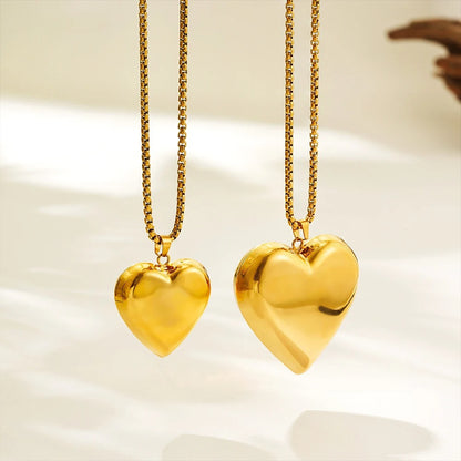 Exaggerated Punk Oversize Heart Pendant Necklace for Women Glossy Gold Plated Chunky Love Necklaces Stainless Steel Jewelry