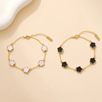 Women’s Lucky Clover Hand Bracelet Stainless Steel Gold Jewelry