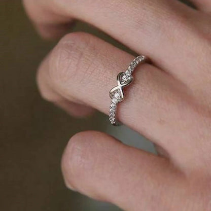 Silver Plated Infinity CZ Ring Women Birthday Gift Jewelry