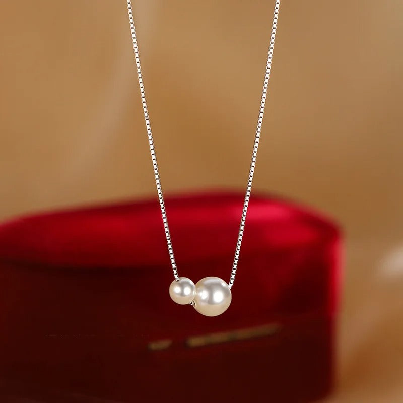 925 Sterling Silver Double Pearl chain Necklace for Women Exquisite Luxury Jewelry Gift