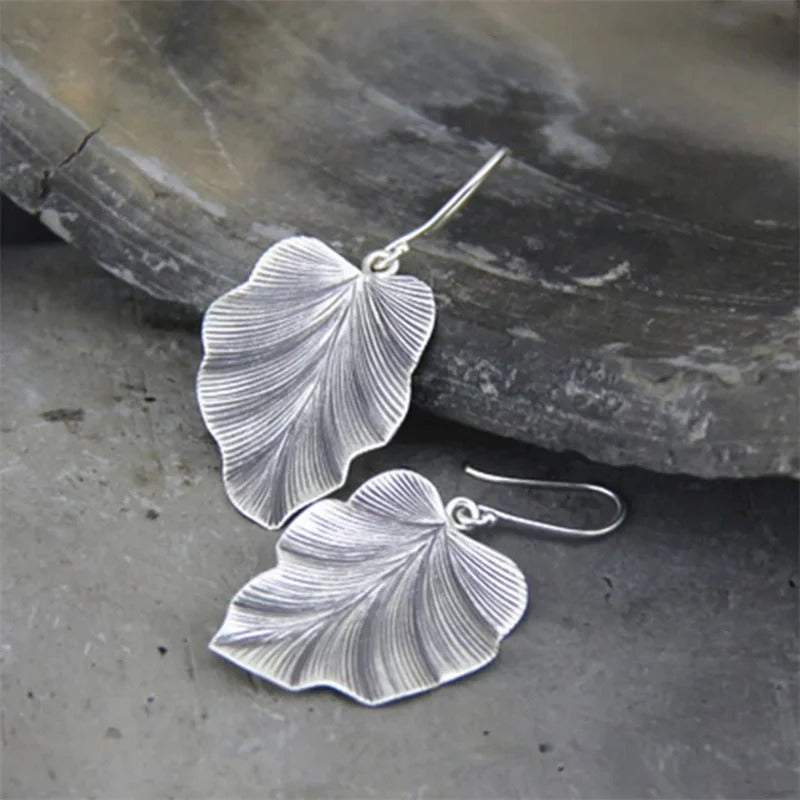 Luxury Flower Geometry Drop Earrings Silver Metal Jewelry Women