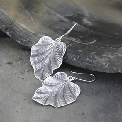 Luxury Flower Geometry Drop Earrings Silver Metal Jewelry Women