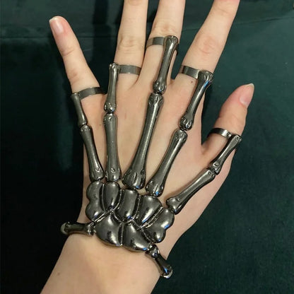 Punk Skull Skeleton Finger Bracelet Gothic Jewelry Halloween Party