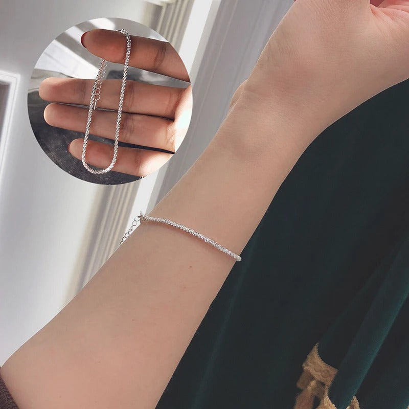 Women’s Silver Sparkling Bracelet Adjustable Bangle Jewelry Gift