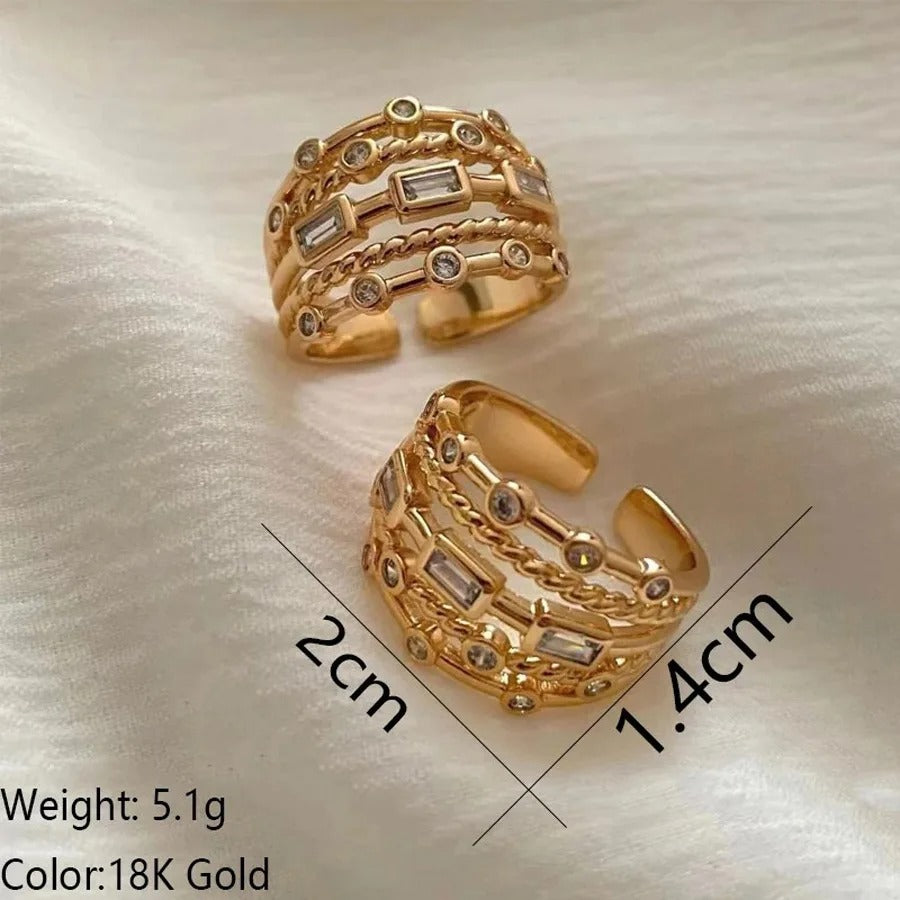 Gold-Plated Sun Ring Stainless Steel Natural Stone Jewelry