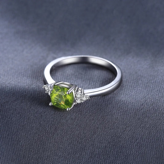 Elegant Natural Peridot 1.1ct Solitaire Ring 925 Sterling Silver Gemstone Jewelry for Women