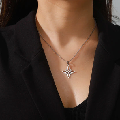 Witchcraft Witch Knot Necklace Stainless Steel Choker Necklaces Vintage Amulet Supernatural Jewelry Gift for Women