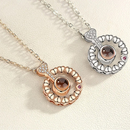 2025 New Romantic Love Memory Wedding Rose Gold & Silver Color Pendant Necklace Gifts