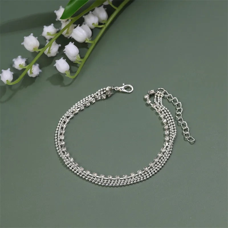 2025 Summer New Gold Color Anklets For Women Stainless Steel  Chain Feet Jewelry Layered Link Chain Accessory