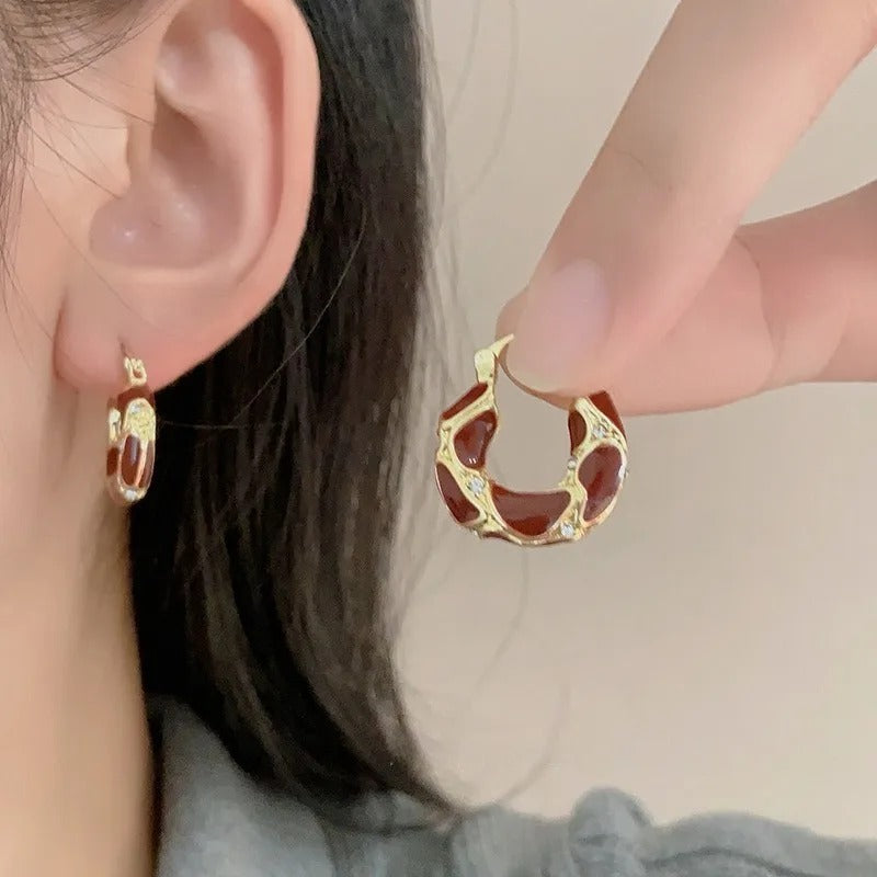 Stainless Steel Hoop Earrings for Women Girls Trendy Enamel Jewelry Gift