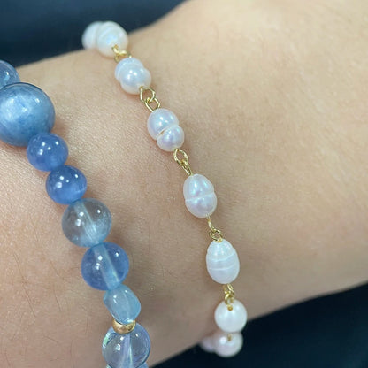 Natural Pearl Beads Rosary Bracelet with Virgin Mary Charm