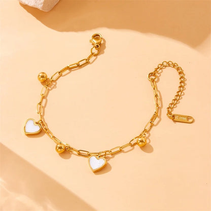316L Stainless Steel Heart Double-Layer Bead Bracelet for Women