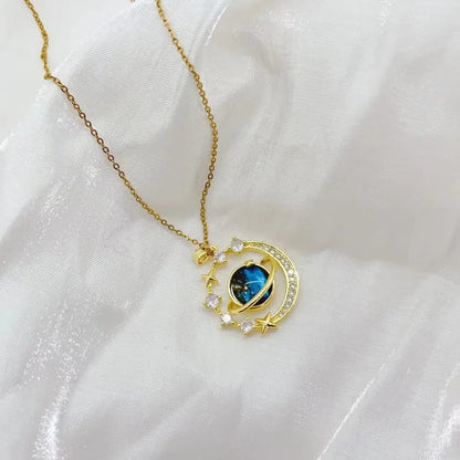 Delicate Starry Pendant Necklace for Women – Micro Inlaid Zircon Luxury Collares Jewelry Gift