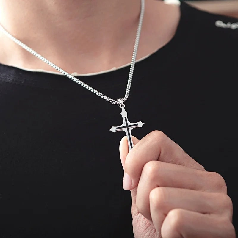 Stainless Steel Cross Necklace Punk Gothic Jewelry for Women & Men