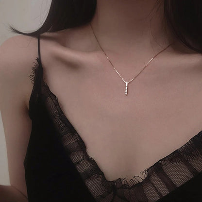 Exquisite Rose Gold CZ Necklace Geometric Fashion Jewelry for Women