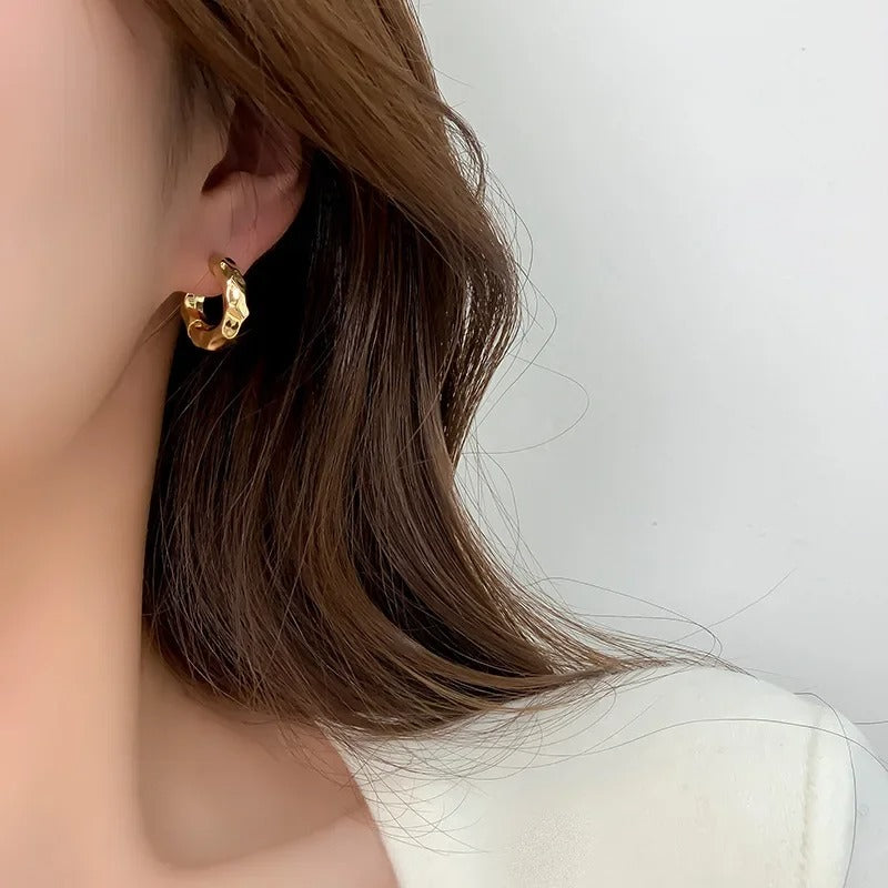 Trendy Retro Geometric Hoop Earrings Irregular Circle for Women