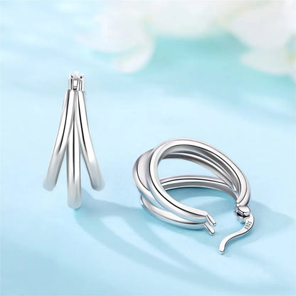 Sterling Silver Exquisite Multi-layer Ear Ring Jewelry Versatile Hoop Earrings For Women Jewelry Fine Birthday Party Gift
