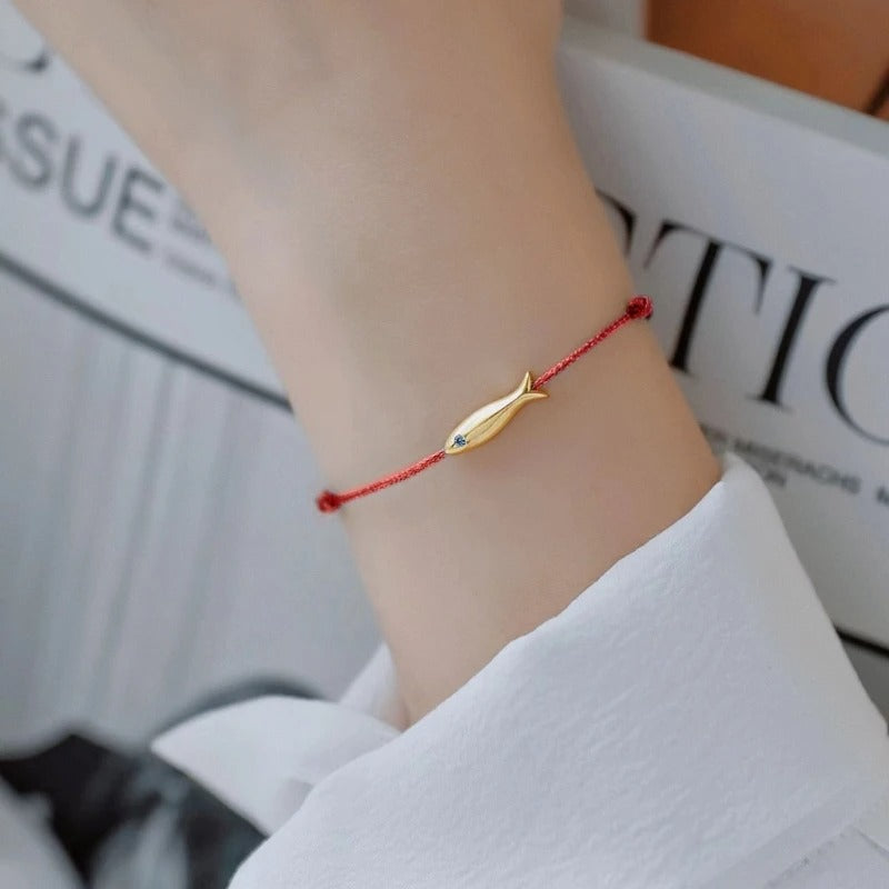 Red string Fish bracelet for women cute fish blue string adjustable bracelet handmade jewelry minimalist ethnic jewelry for Gift