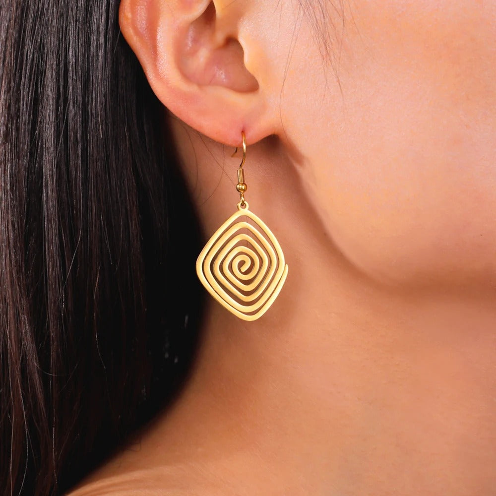 Swirl Geometric Earrings Women Trendy Gold Jewelry Gift