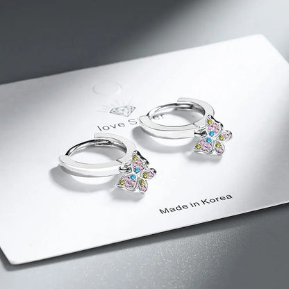 925 Sterling Silver Butterfly Color Zircon Stud Earrings