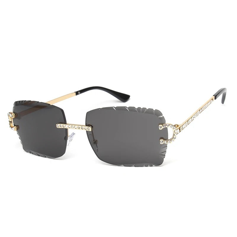 Rimless Diamond Square Sunglasses for Women UV400