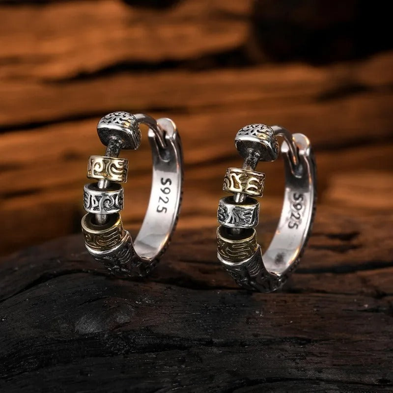 Creative Thai Silver Hoop Earrings Chunky Huggies Women Men