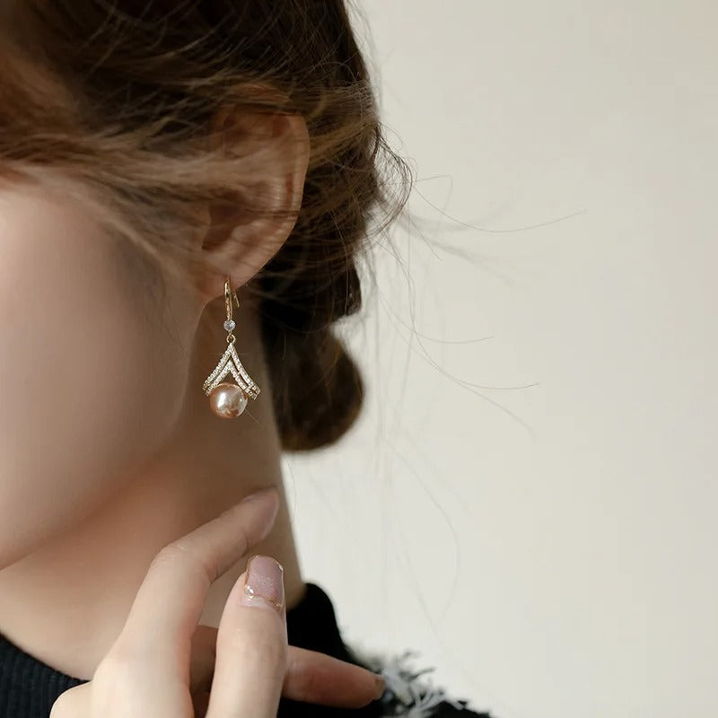 Luxury Pearl Dangle Earrings for Women Wedding Party