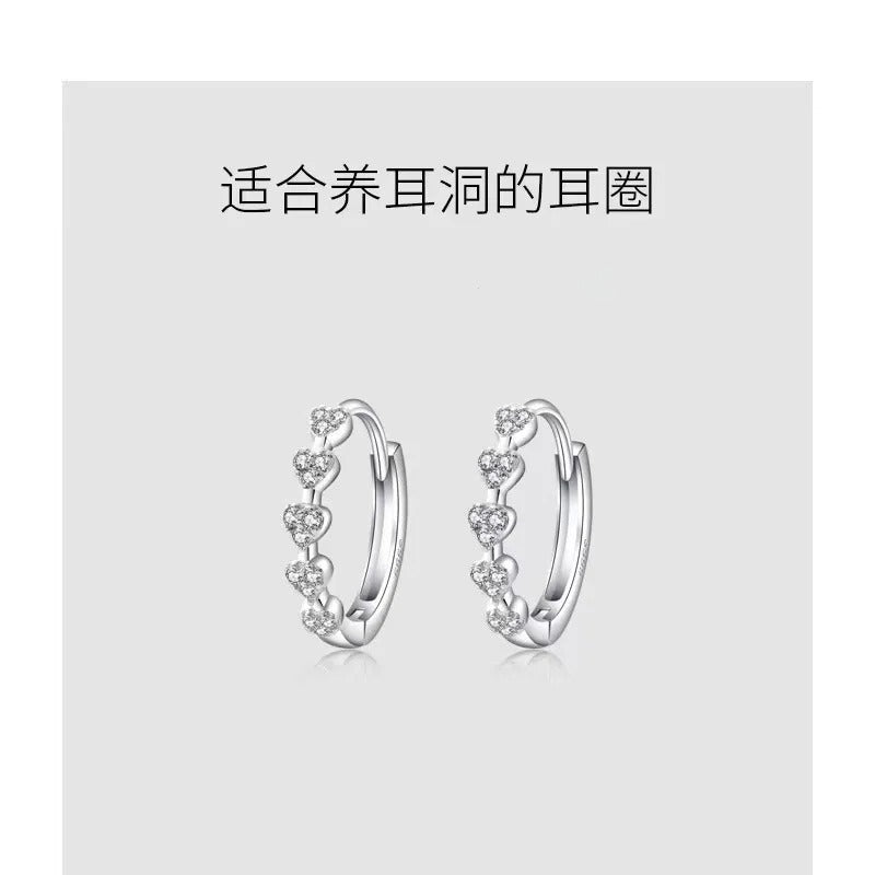 Women’s Silver Heart Hoop Earrings Temperament Wedding Jewelry