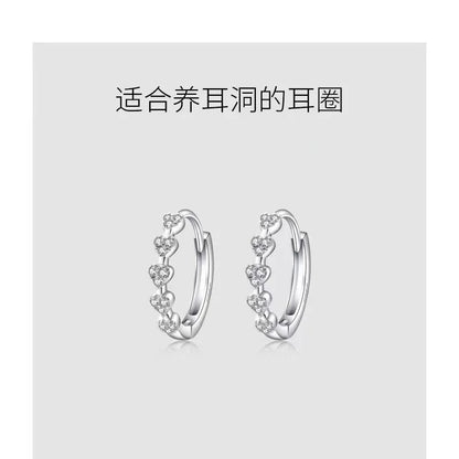 Women’s Silver Heart Hoop Earrings Temperament Wedding Jewelry