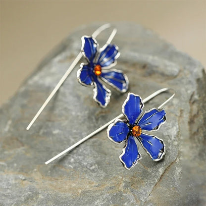 Blue Oil Drop Long Hook Earrings for Women