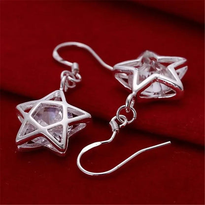 925 Sterling Silver Star Crystal Earrings for Women