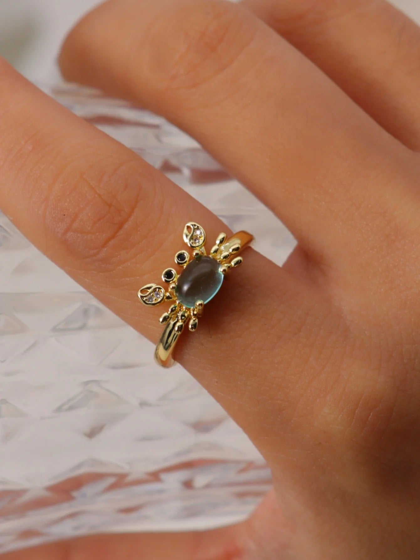 Exquisite Mini Cute Crab Adjustable Ring Personalized Women Party Holiday Gift Jewelry Accessories