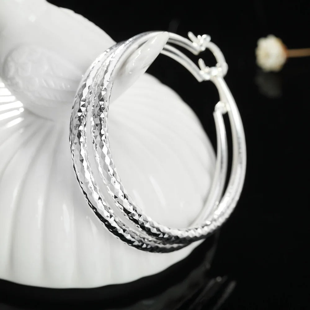 Sterling Silver Circle Hoop Earrings Fashion Jewelry for Women