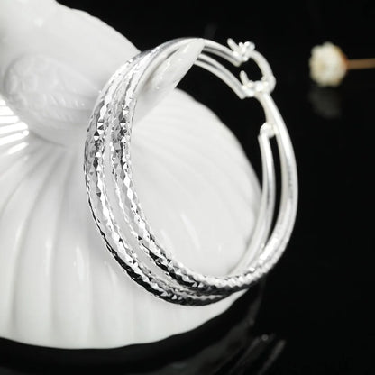 Sterling Silver Circle Hoop Earrings Fashion Jewelry for Women