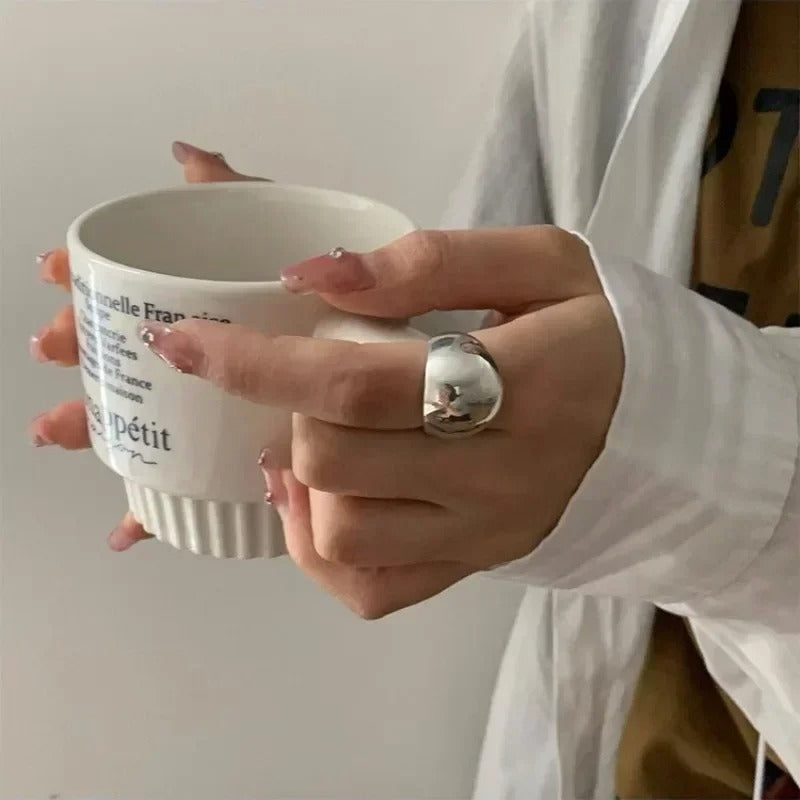 Silver Smooth Ring for Women Gift Personality Punk Creative Adjustable Jewelry