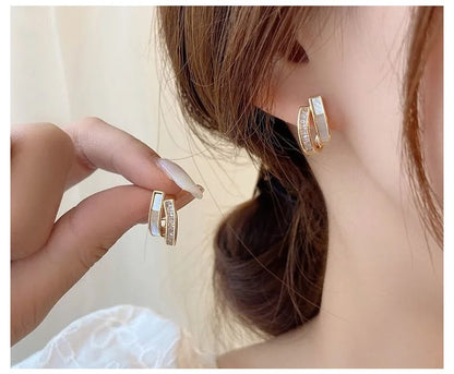 Sterling Silver Zircon Stud Earrings Women Fashion Jewelry