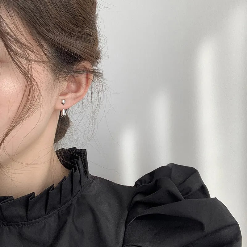 Simple Stud Earrings 2025Trend Jewelry For Women Silver Color Water Drop Two Use Cute Korean Small Earring pendientes hombre