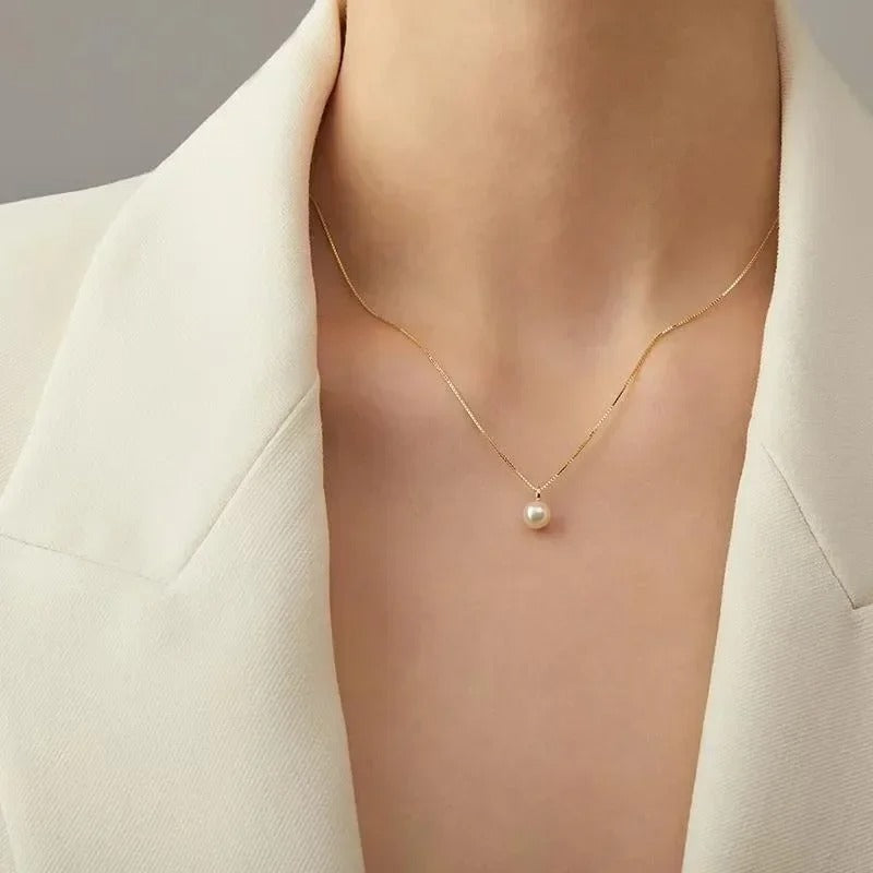 925 Silver Gold-Plated Pearl Pendant Necklace Women’s Fashion Jewelry