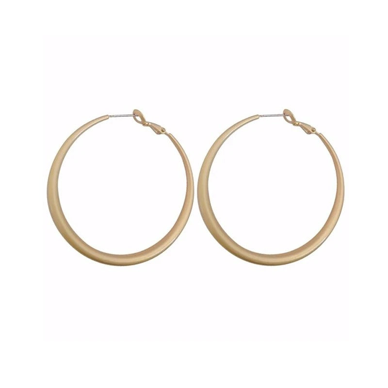 Matte Gold Big Hoop Earrings Round Circle Women Retro Jewelry