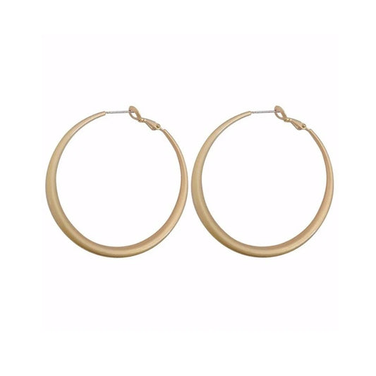 Fashion Matte Gold Color Big Hoop Earrings Temperament Round Circle Earring for Women Retro Jewelry Gift